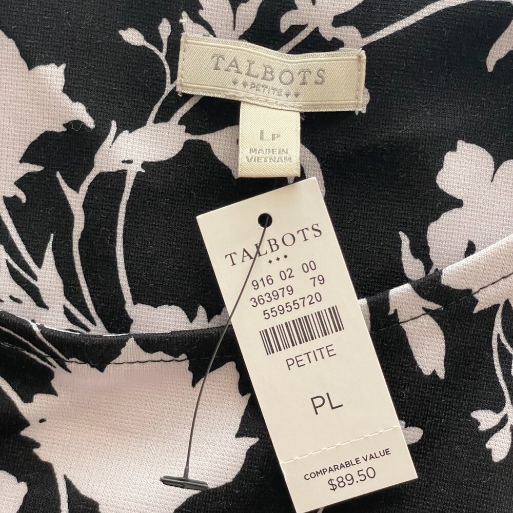 Talbots NWT Black and White Midi Sleeveless Shift Dress